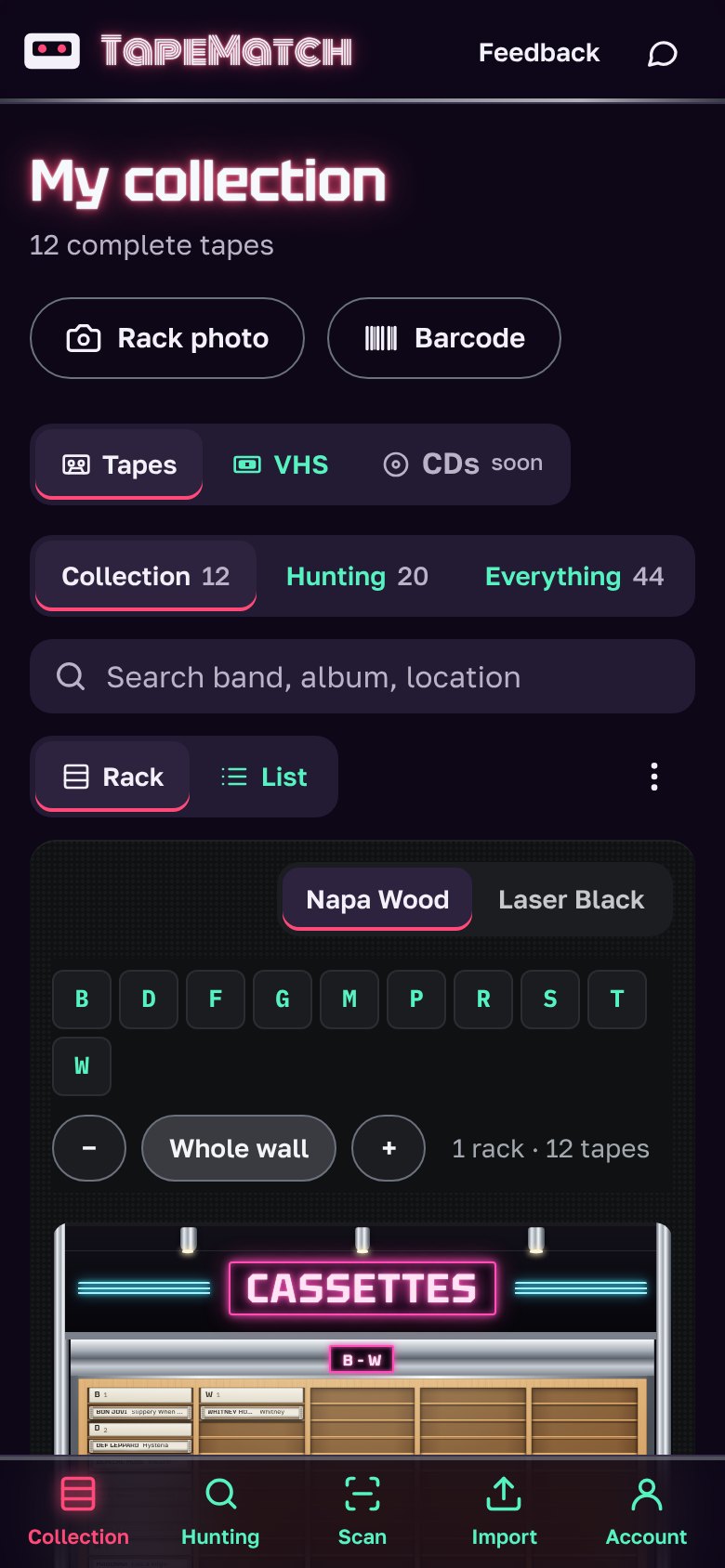 My collection on a phone, with the store wall below